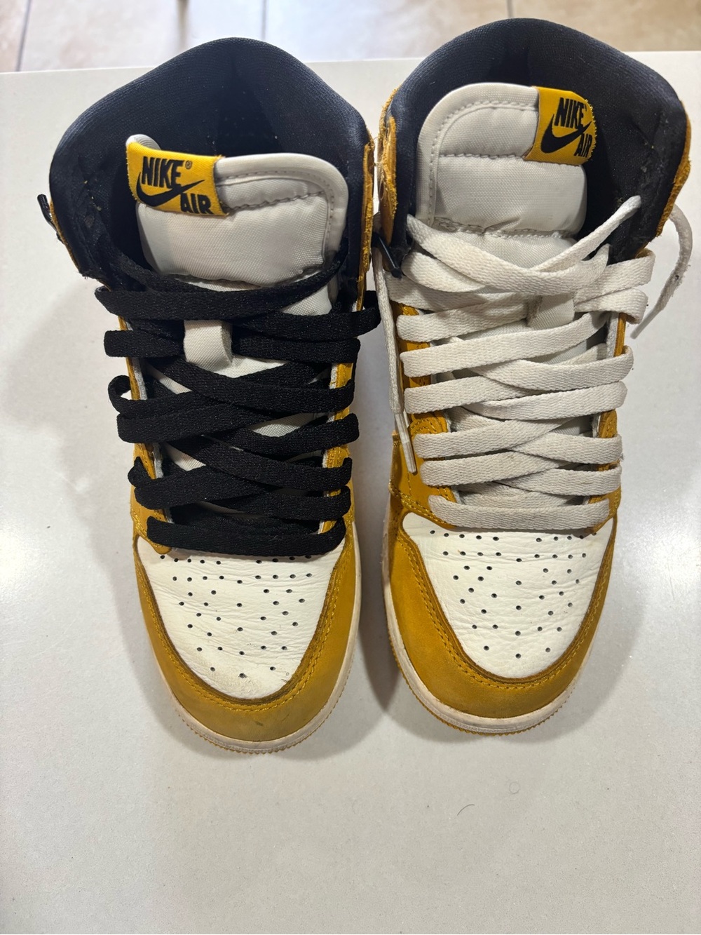 Jordan Kids' High-Top Sneakers in White and Mustard Yellow